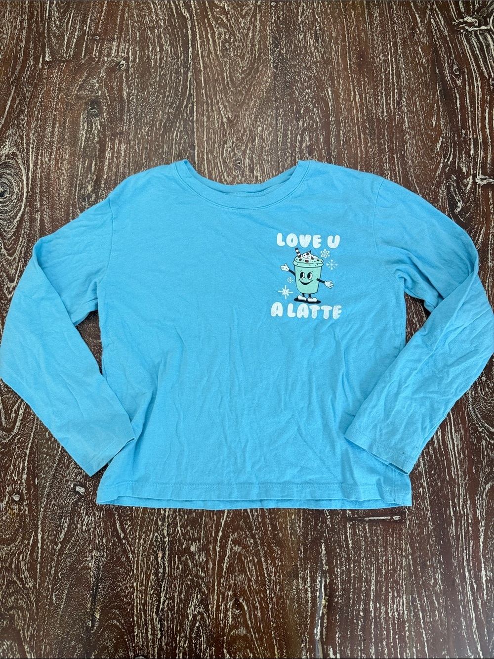 GAP Light Blue 'Love U A Latte' Long Sleeve Tee